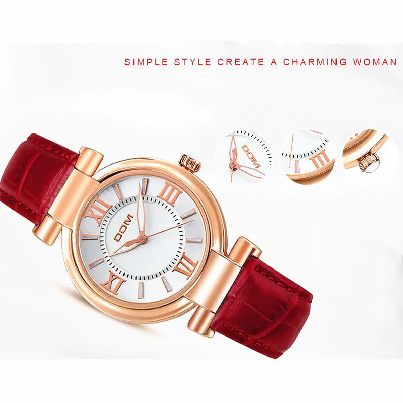 Women's Fashion Watch with Casual Leather Strap
