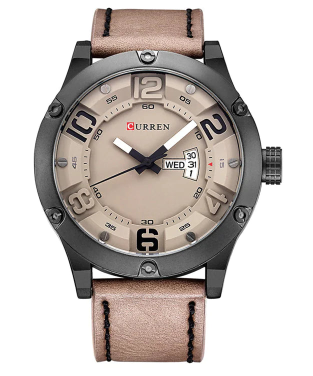CURREN Men's Dual Calendar Waterproof Quartz Watch
