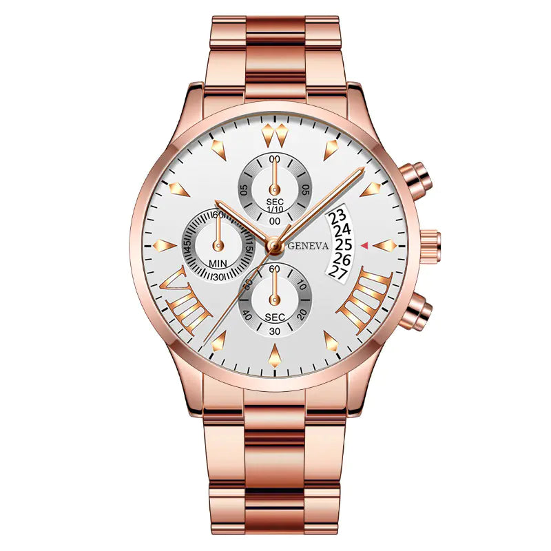 Fashion Calendar Quartz Men's Watch with Steel Band
