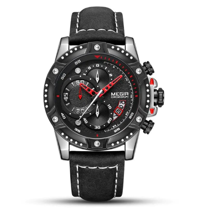 Multifunctional Leather Sports Quartz Chronograph Watch