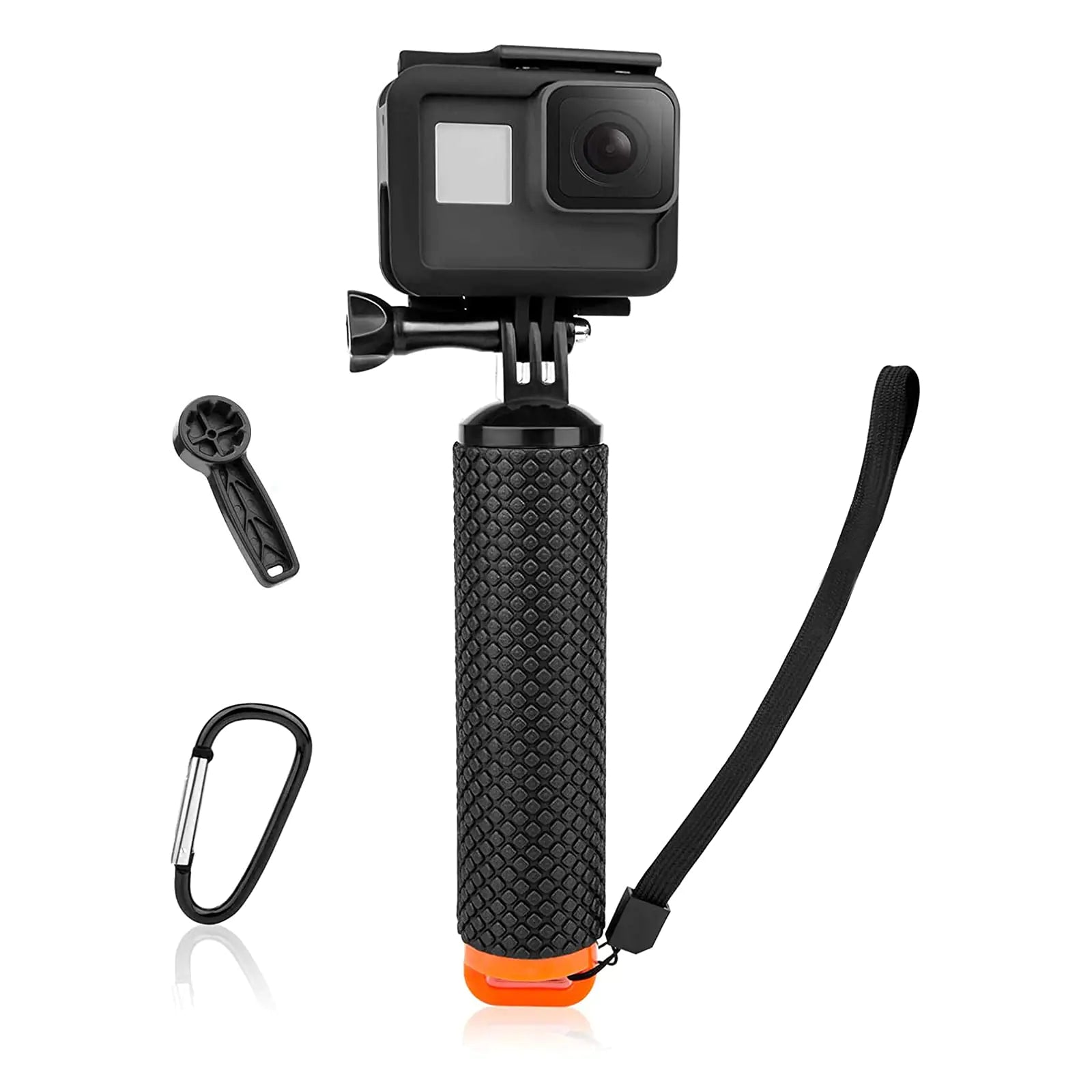 Luxebell Floating Hand Grip Pole Mount for Gopro Hero 12 11 10 9 8 7 6 5 Max Session 4 3+ Handle Mount Accessories for AKASO EK7000 V50 Pro Brave 4 Campark DJI OSMO Action Camera (Orange)