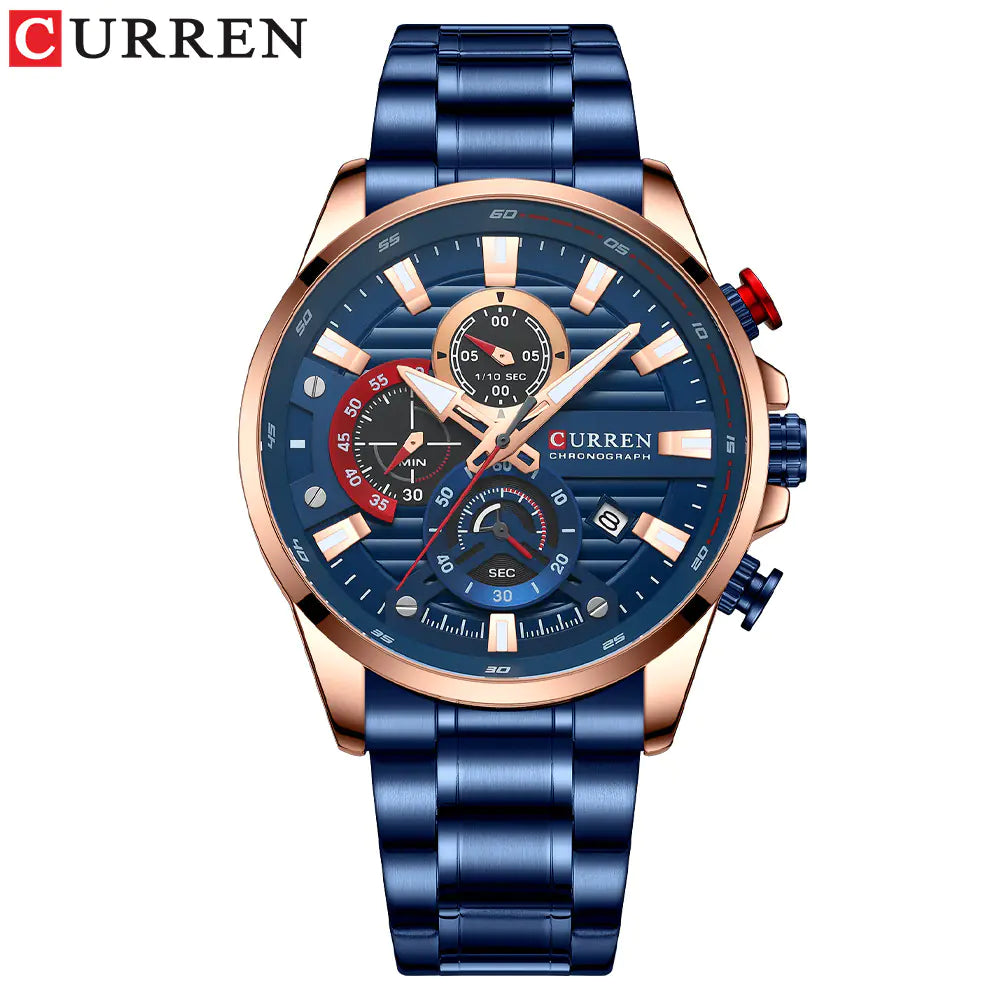 Curren Men's Quartz Watch with Calendar and Steel Band
