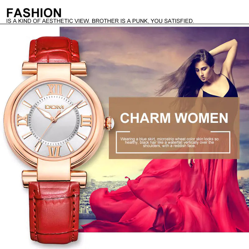 Women's Fashion Watch with Casual Leather Strap