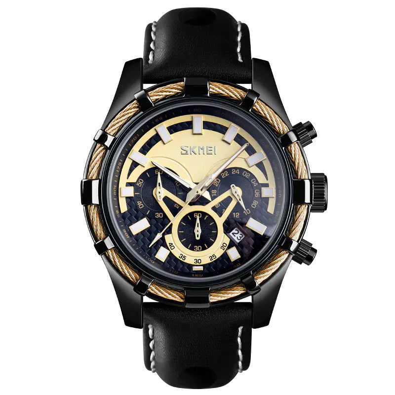 Luminous Multi-Function Quartz Leather Men's Watch