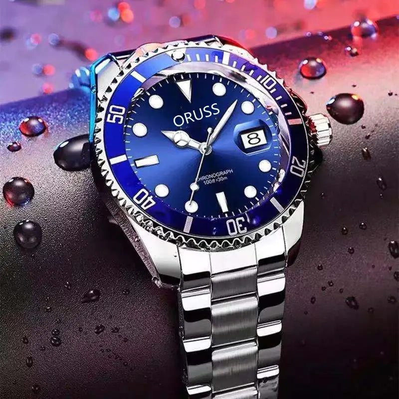 ORUSS Men's Waterproof Green Submariner Watch with Luminous