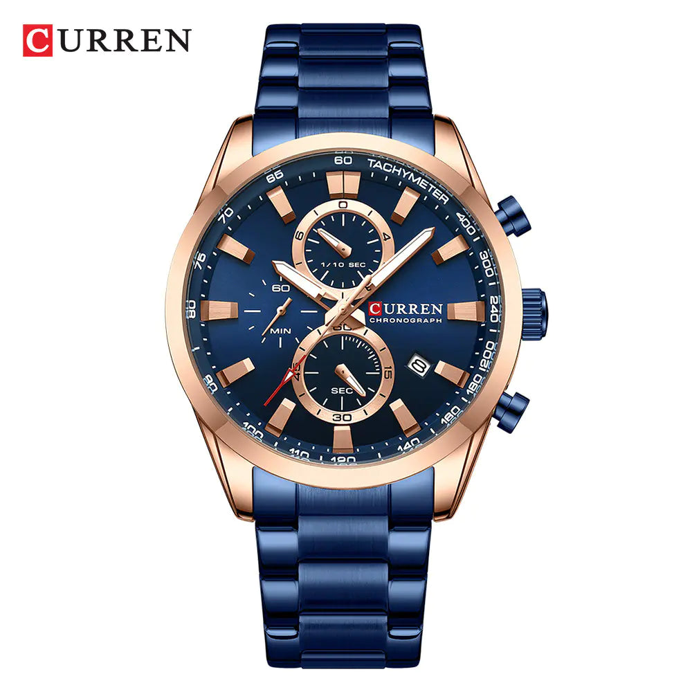 Curren 8445 Men's Quartz Watch with Calendar and Steel Band