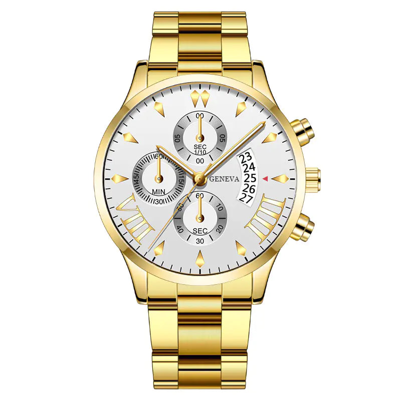 Fashion Calendar Quartz Men's Watch with Steel Band