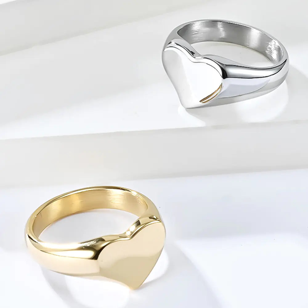 Unisex Titanium Steel Heart Shaped Love Ring