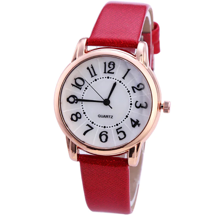 Women's Fashion Quartz Watch with Leather Strap
