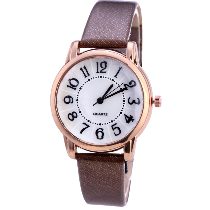 Women's Fashion Quartz Watch with Leather Strap