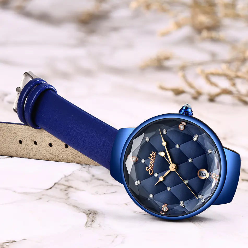 Sunkta Women's Fashion Quartz Watch with Diamond Bracelet
