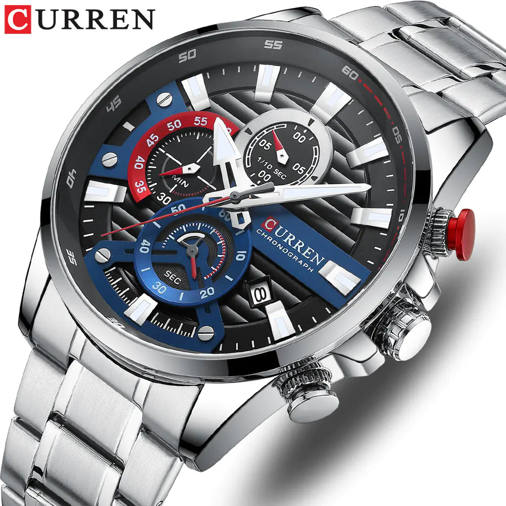 Curren Men's Quartz Watch with Calendar and Steel Band