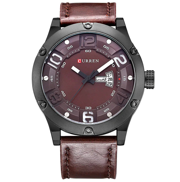 CURREN Men's Dual Calendar Waterproof Quartz Watch