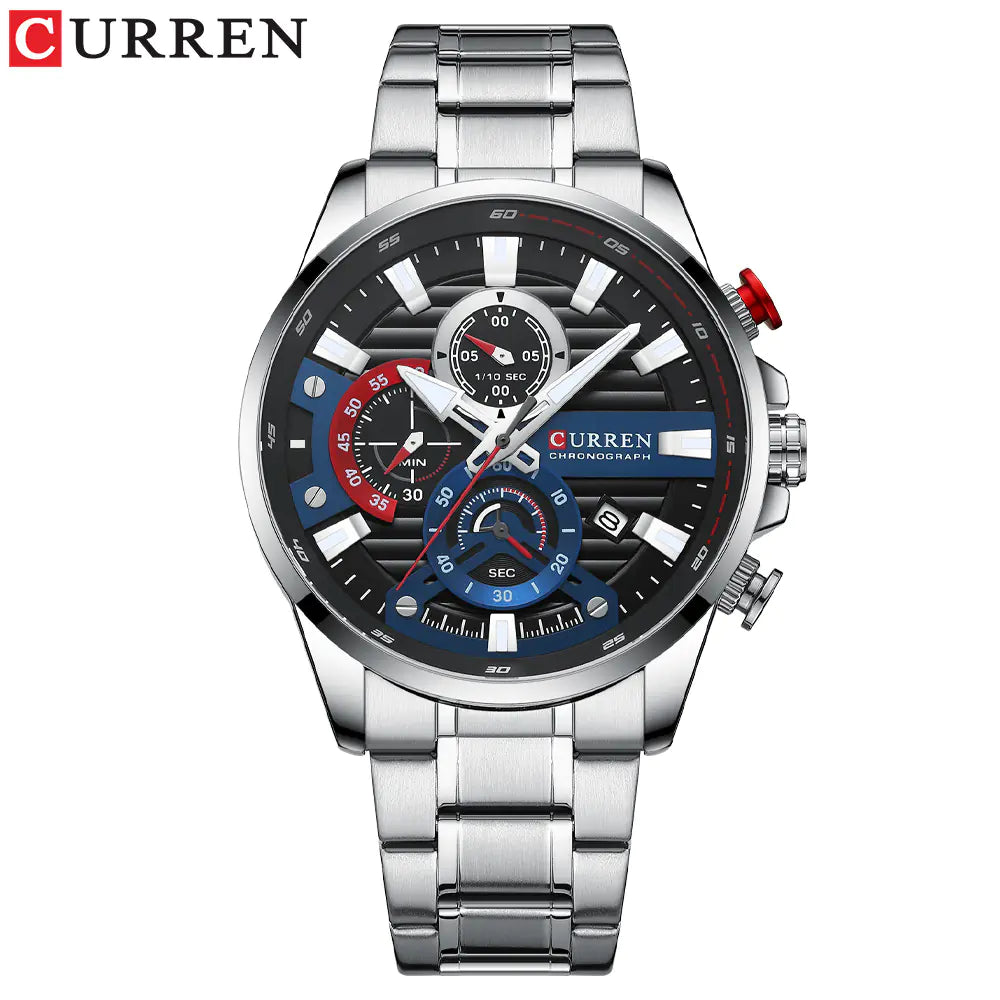 Curren Men's Quartz Watch with Calendar and Steel Band