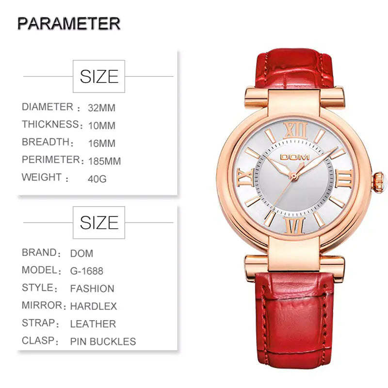 Women's Fashion Watch with Casual Leather Strap