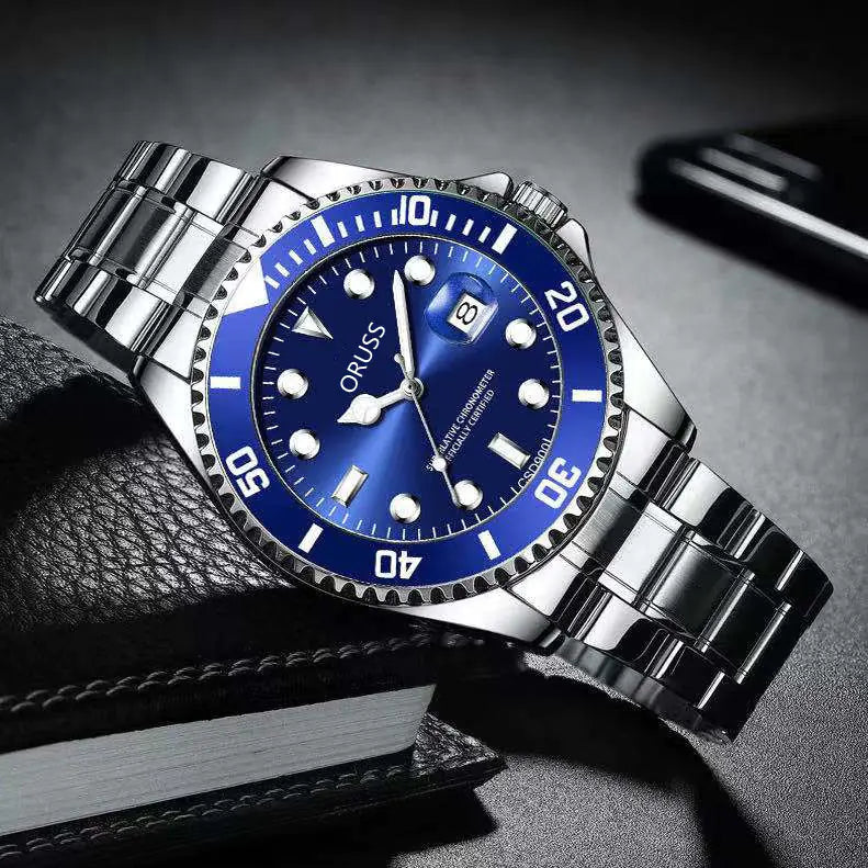 ORUSS Men's Waterproof Green Submariner Watch with Luminous