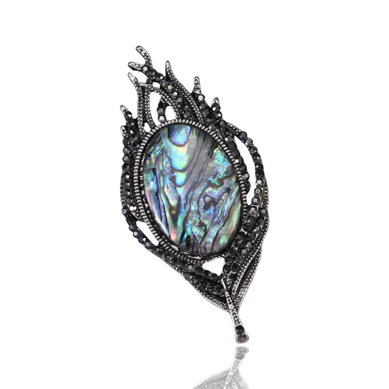 Fashionable Natural Abalone Shell Feather Brooch for Women