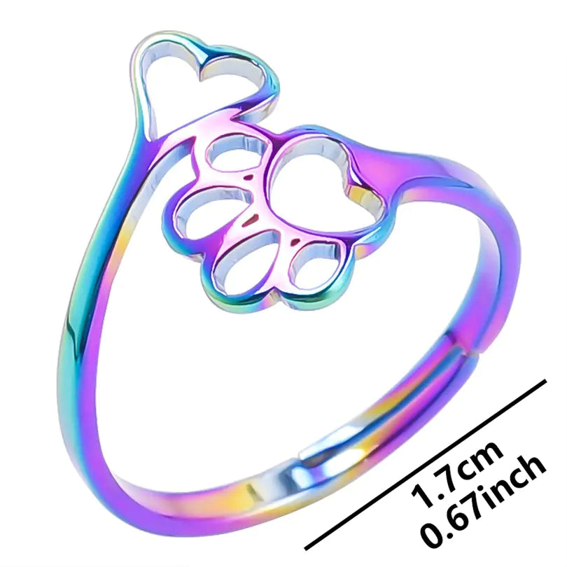 Adjustable Stainless Steel Ring with Love Heart Design