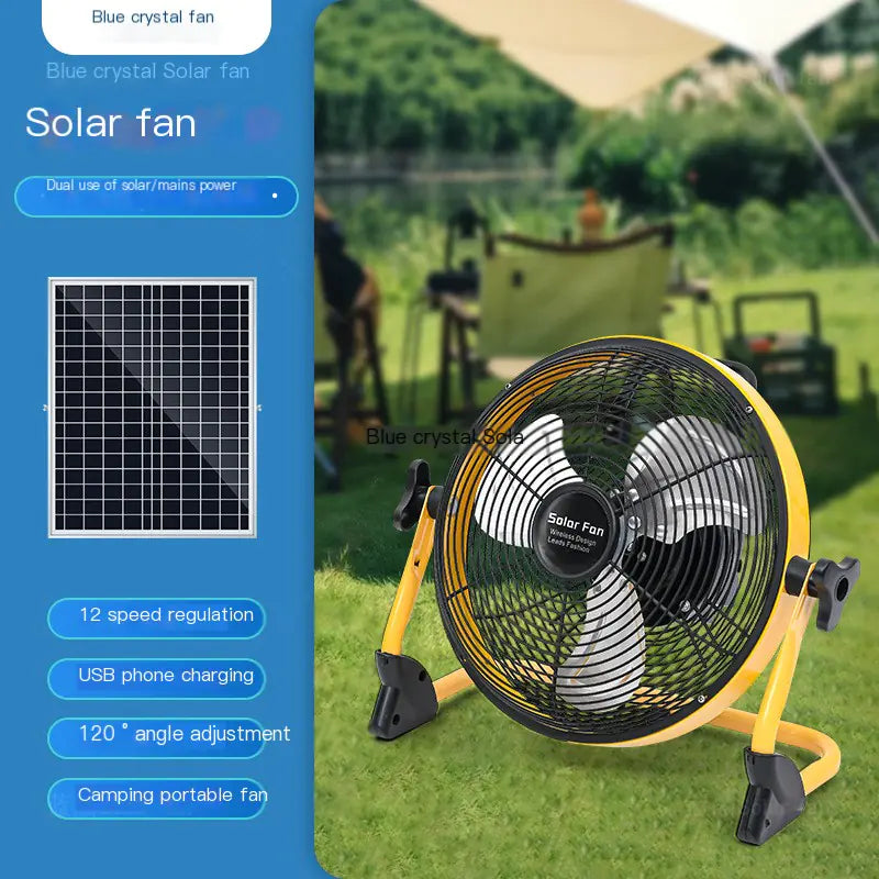 Outdoor Camping Rechargeable Heavy Duty Solar Fan for Camping and Outdoor use