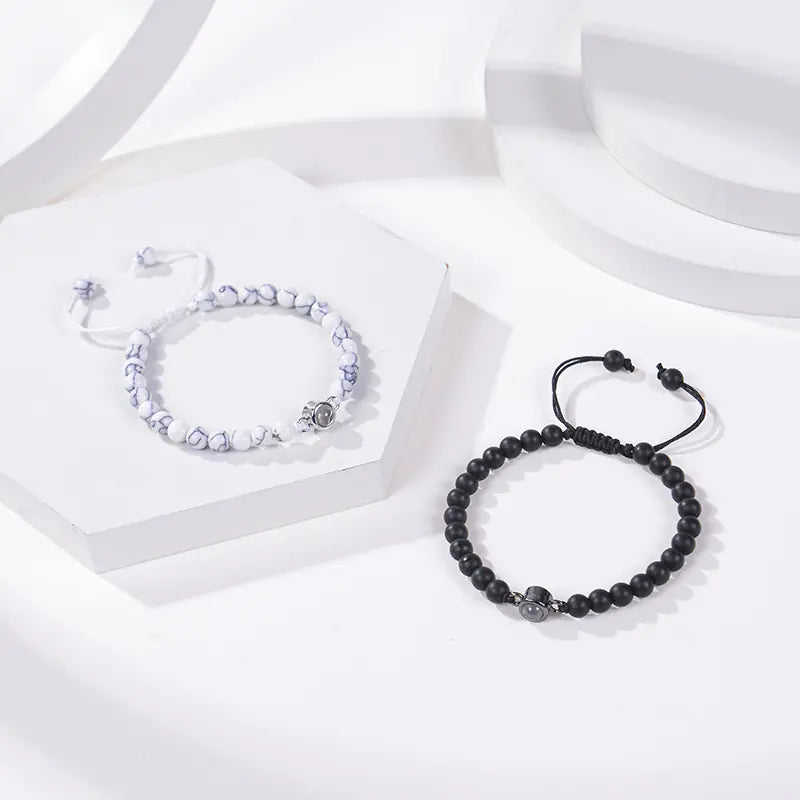 Frosted Stone White Turquoise Couple Bracelets