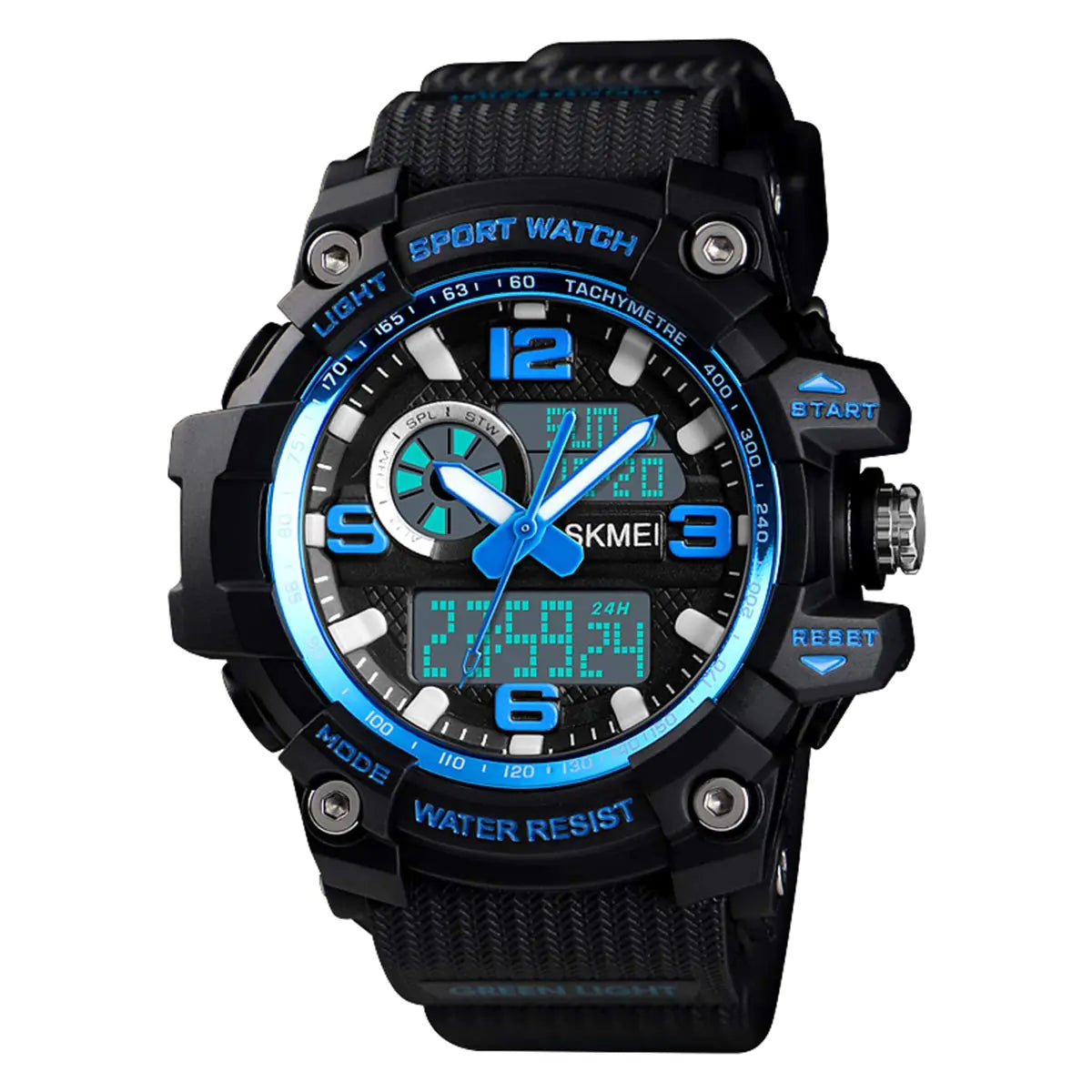 Mens Military Watch Digital Waterproof Wrist Watches Outdoor Sport Multifunction Casual Dual Display 12H/24H Stopwatch Calendar Watch - 1436 Small Black Blue