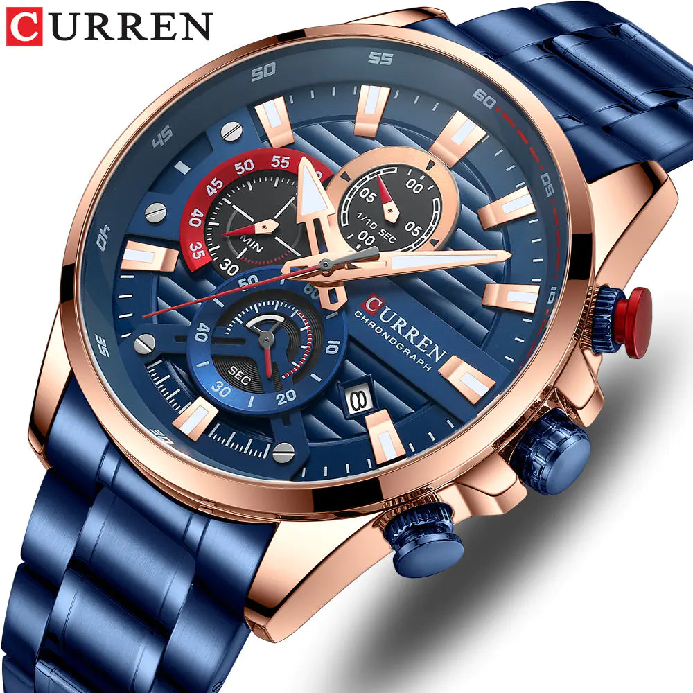 Curren Men's Quartz Watch with Calendar and Steel Band
