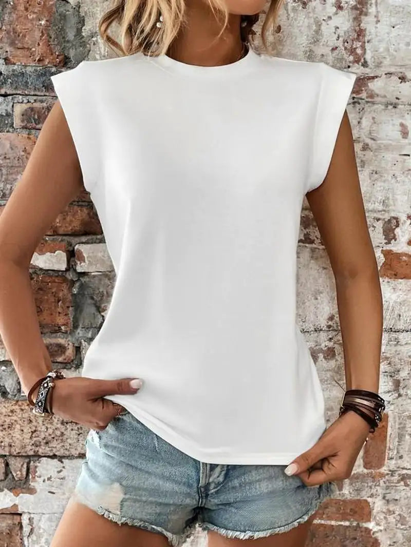 Women's Plain round Neck Batwing Sleeve Tee, Casual Cap Sleeve T-Shirt for Summer, Ladies Clothes for Daily Wear