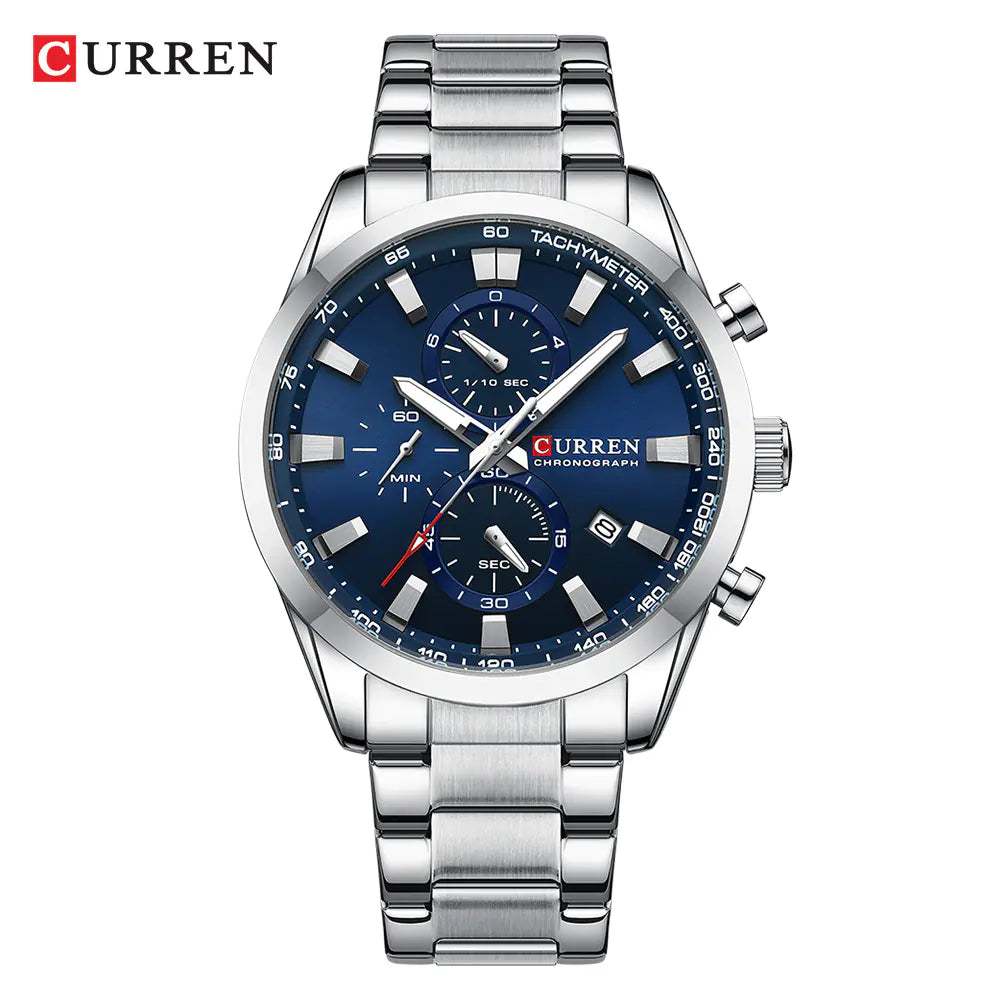 Curren 8445 Men's Quartz Watch with Calendar and Steel Band