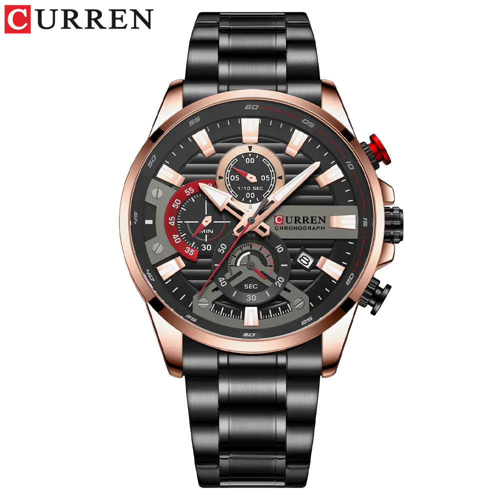 Curren Men's Quartz Watch with Calendar and Steel Band