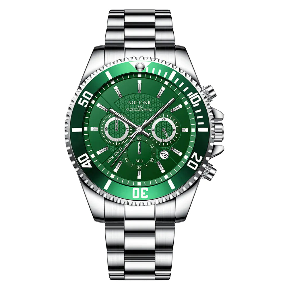 Luxury Green Gold Men's Waterproof Luminous Watch
