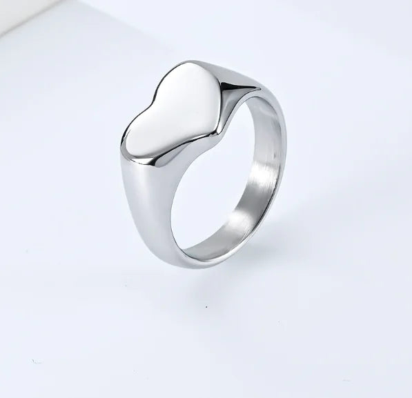 Unisex Titanium Steel Heart Shaped Love Ring