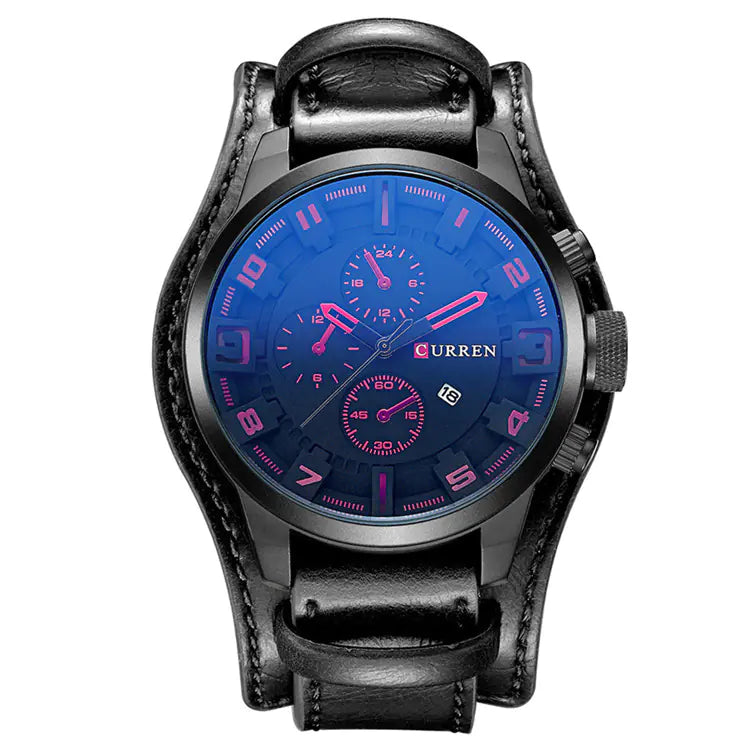 CURREN 8225 Men's Large Dial Leather Sports Watch