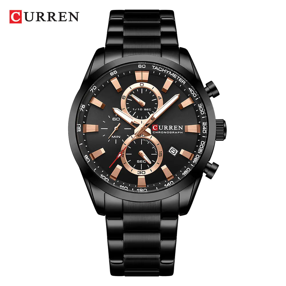 Curren 8445 Men's Quartz Watch with Calendar and Steel Band