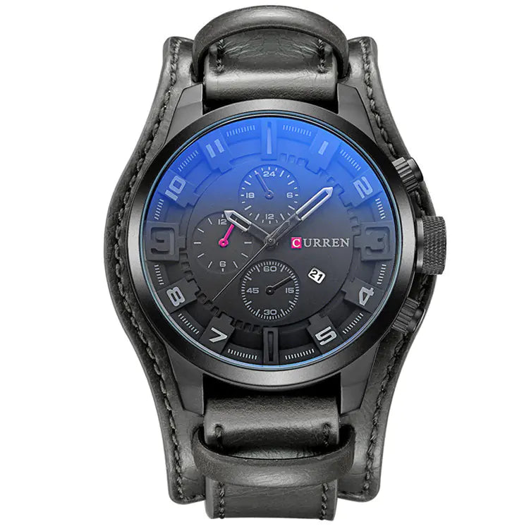 CURREN 8225 Men's Large Dial Leather Sports Watch