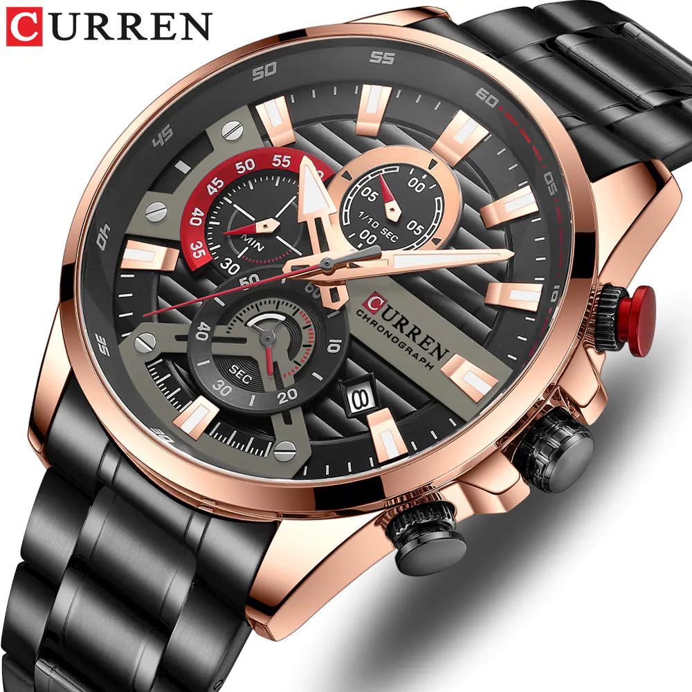 Curren Men's Quartz Watch with Calendar and Steel Band