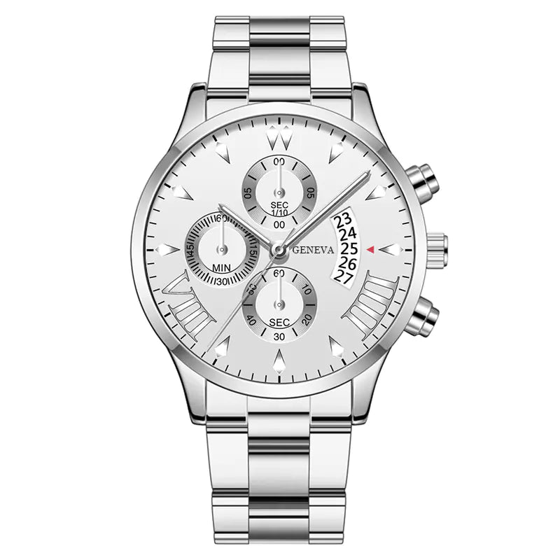 Fashion Calendar Quartz Men's Watch with Steel Band