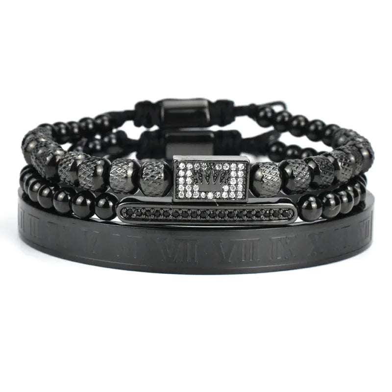 Men's Stainless Steel Bracelet with Roman Numerals