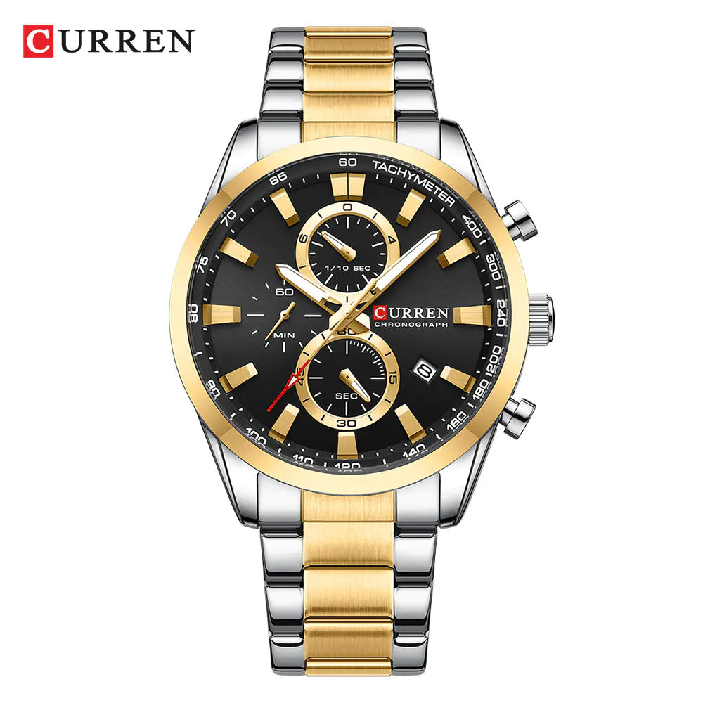Curren 8445 Men's Quartz Watch with Calendar and Steel Band