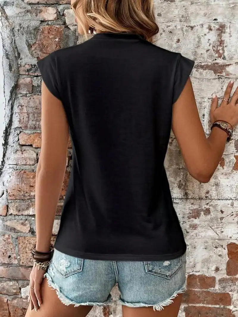 Women's Plain round Neck Batwing Sleeve Tee, Casual Cap Sleeve T-Shirt for Summer, Ladies Clothes for Daily Wear