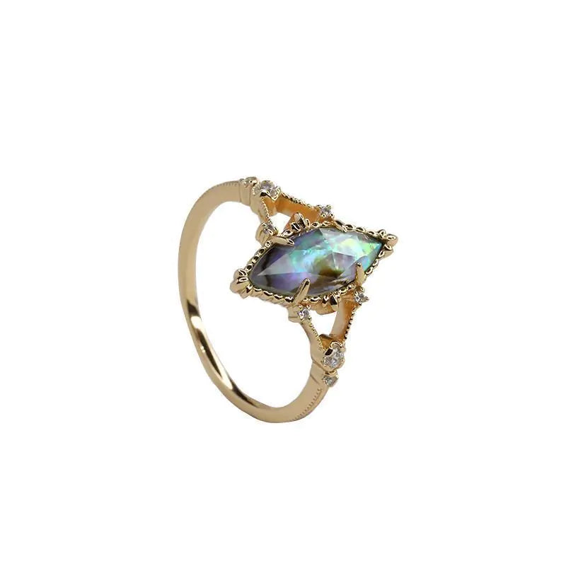 Natural Illusion Abalone Shell White Crystal Ring