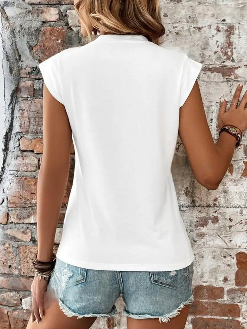 Women's Plain round Neck Batwing Sleeve Tee, Casual Cap Sleeve T-Shirt for Summer, Ladies Clothes for Daily Wear