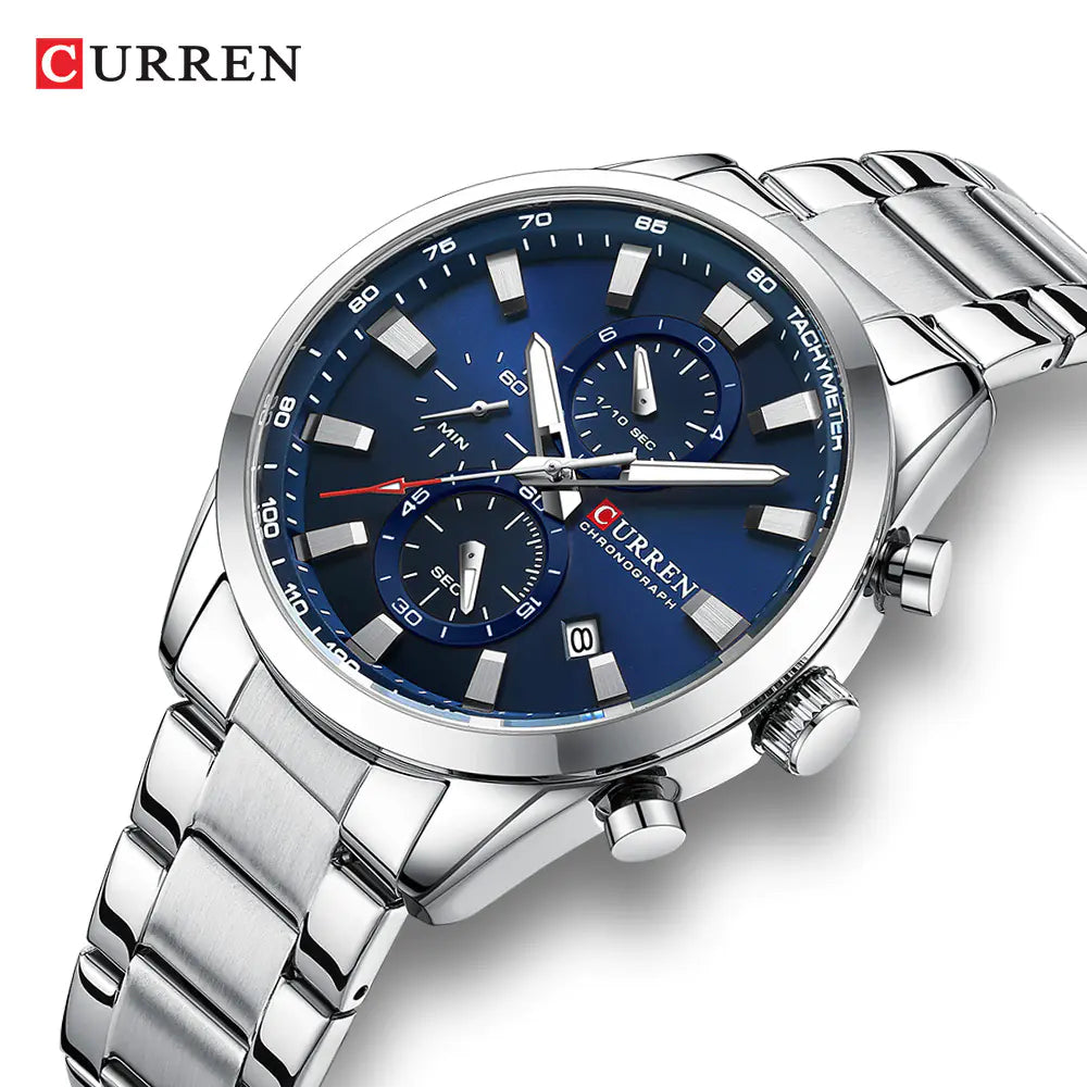 Curren 8445 Men's Quartz Watch with Calendar and Steel Band