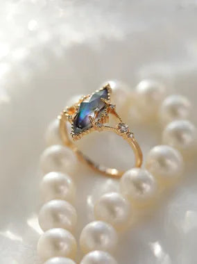 Natural Illusion Abalone Shell White Crystal Ring