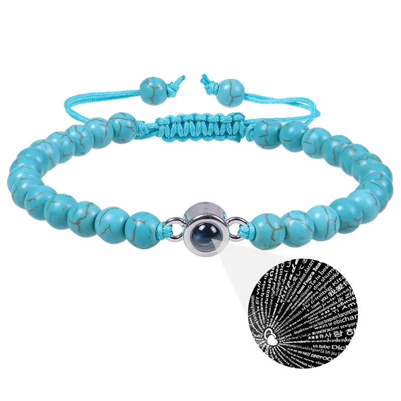 Frosted Stone White Turquoise Couple Bracelets