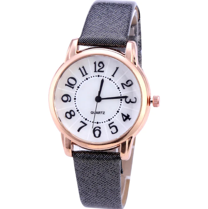 Women's Fashion Quartz Watch with Leather Strap