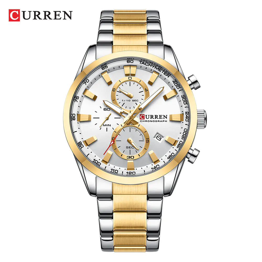 Curren 8445 Men's Quartz Watch with Calendar and Steel Band