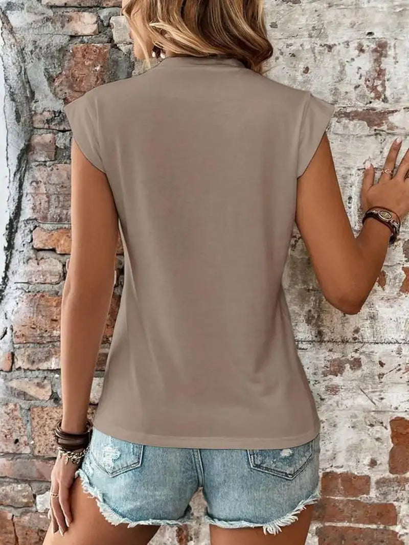 Women's Plain round Neck Batwing Sleeve Tee, Casual Cap Sleeve T-Shirt for Summer, Ladies Clothes for Daily Wear