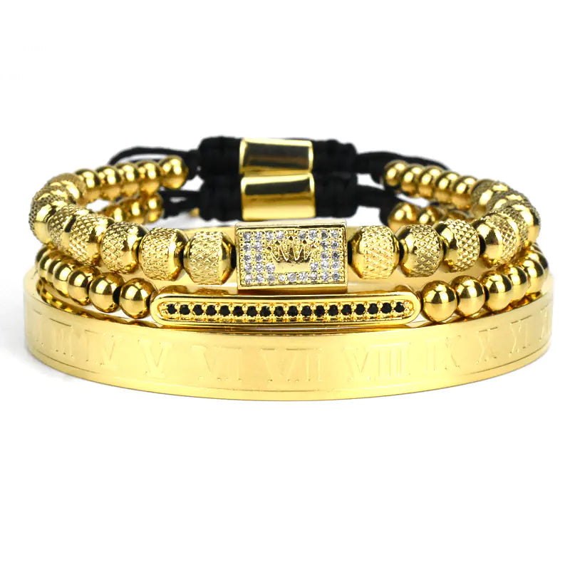 Men's Stainless Steel Bracelet with Roman Numerals