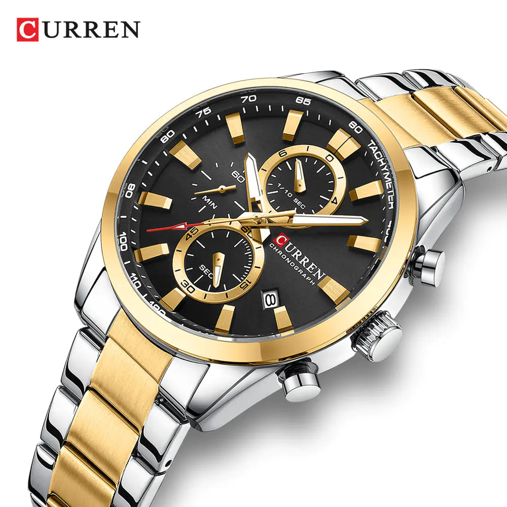 Curren 8445 Men's Quartz Watch with Calendar and Steel Band