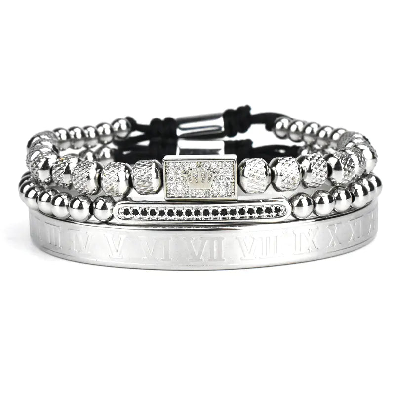 Men's Stainless Steel Bracelet with Roman Numerals